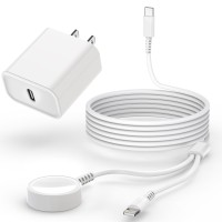 Upgraded Apple Watch Charger, 2 in 1 USB C Magnetic iWatch Charger Cord Fast Charging Lightning Cable 6FT with Type C Wall Plug Block for Apple Watch Series 10/Ultra/9/8/7/6/SE/5/4, iPhone 14/13/12/11
